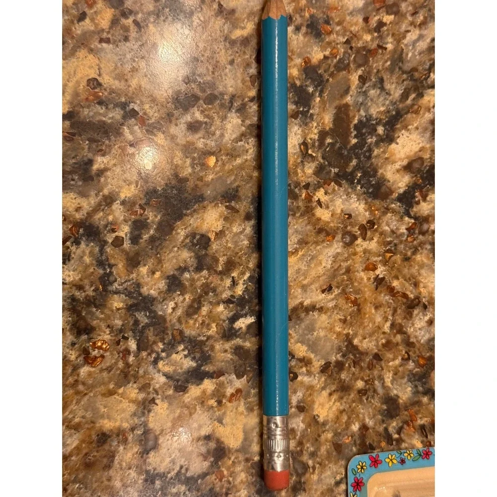 Vintage Eberhard Faber Jumbo Pencil Teal Blue Oversized Round USA Made